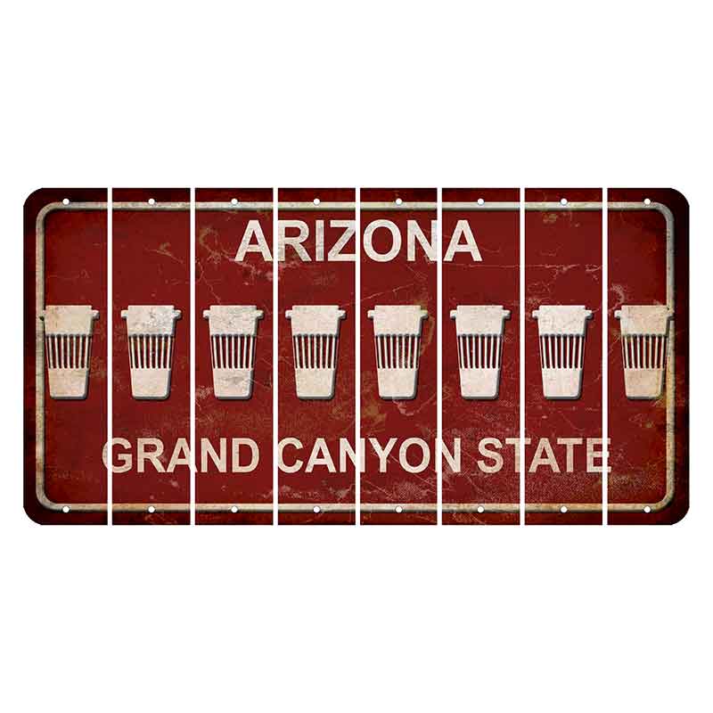 Arizona Maroon Cut License Plate Strips (Set of 8) Latte