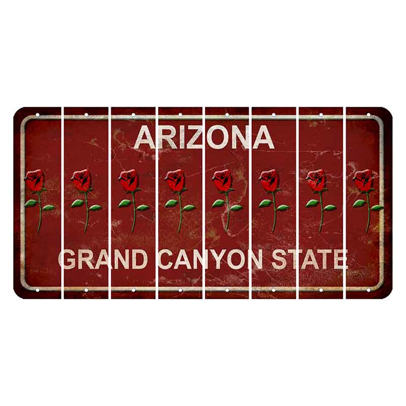 Arizona Maroon Cut License Plate Strips (Set of 8) Red Rose