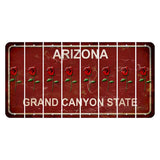 Arizona Maroon Cut License Plate Strips (Set of 8) Red Rose