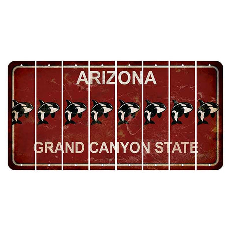 Arizona Maroon Cut License Plate Strips (Set of 8) Whale