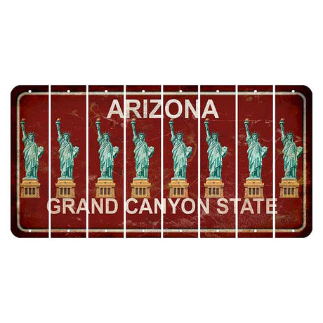 Arizona Maroon Cut License Plate Strips (Set of 8) Statue of Liberty