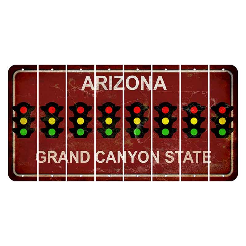 Arizona Maroon Cut License Plate Strips (Set of 8) Traffic Light