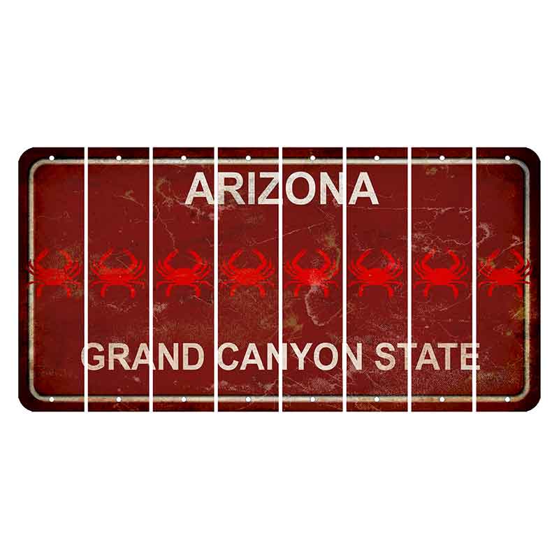 Arizona Maroon Cut License Plate Strips (Set of 8) Crab