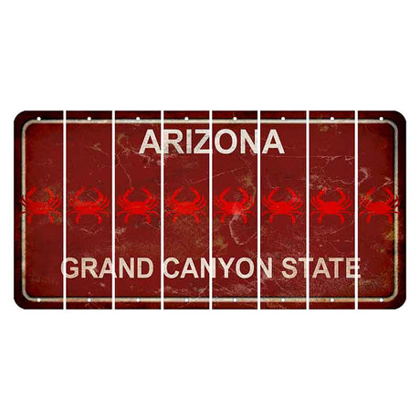 Arizona Maroon Cut License Plate Strips (Set of 8) Crab