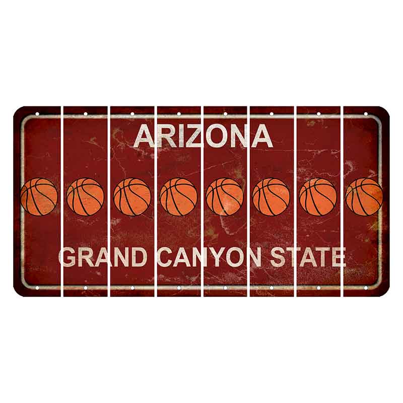 Arizona Maroon Cut License Plate Strips (Set of 8) Basketball