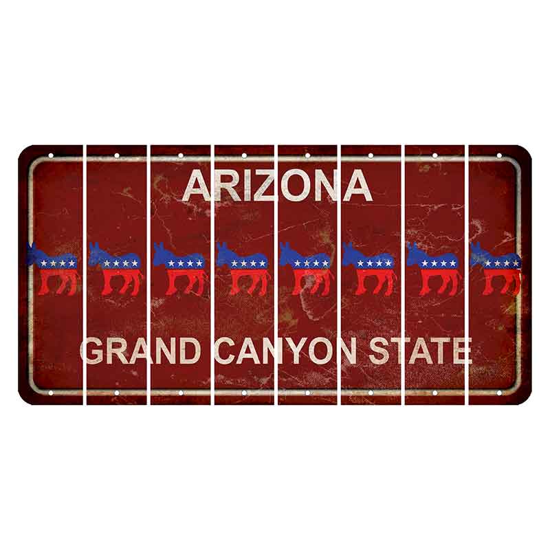Arizona Maroon Cut License Plate Strips (Set of 8) Democrat