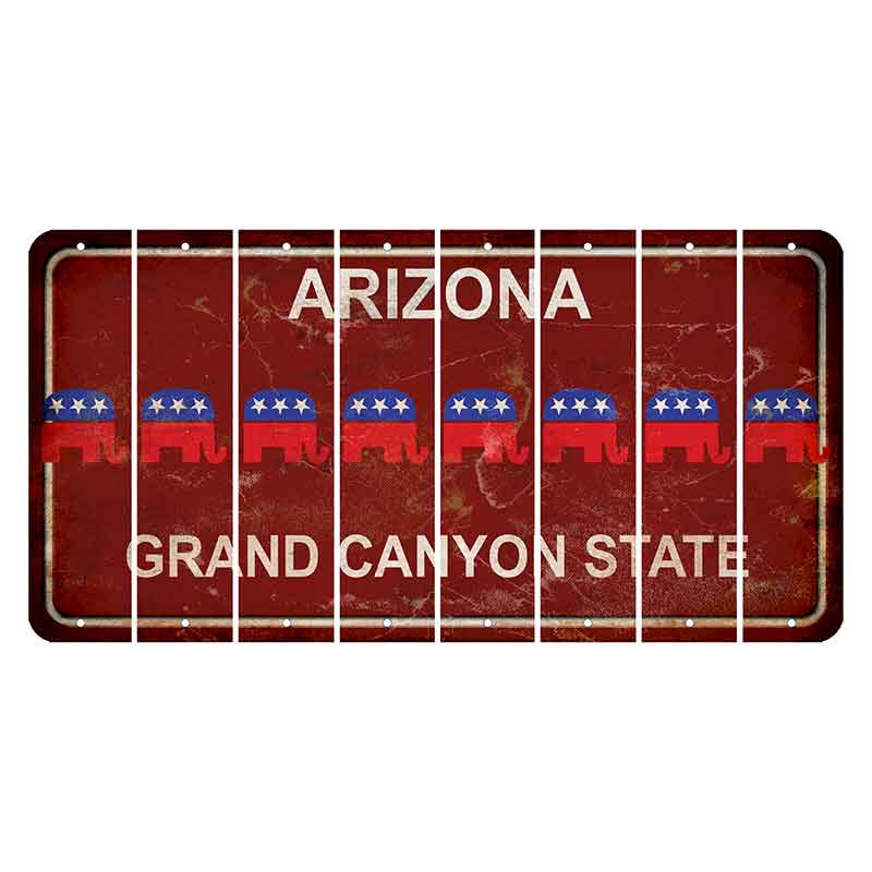 Arizona Maroon Cut License Plate Strips (Set of 8) Republican