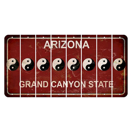 Arizona Maroon Cut License Plate Strips (Set of 8) Yin Yang