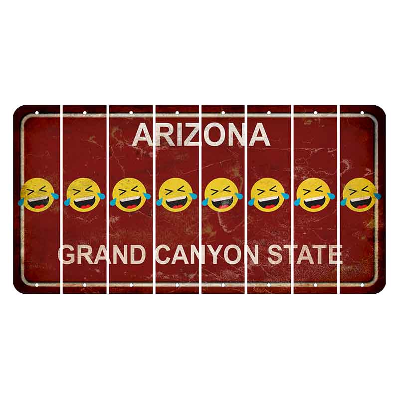 Arizona Maroon Cut License Plate Strips (Set of 8) Emoji - Laughing