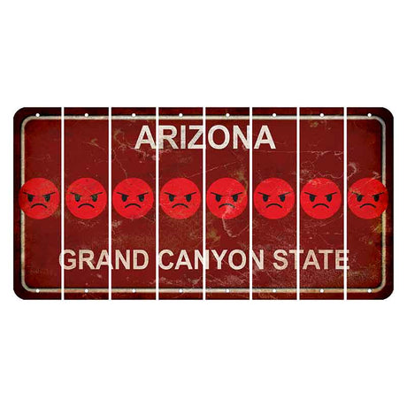 Arizona Maroon Cut License Plate Strips (Set of 8) Emoji - Angry