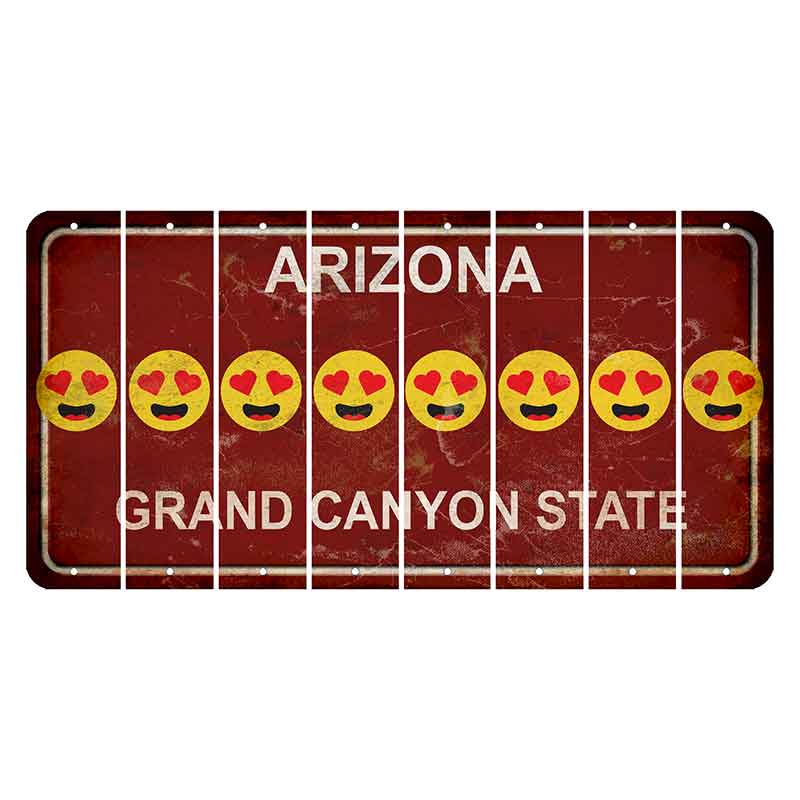 Arizona Maroon Cut License Plate Strips (Set of 8) Emoji - Heart Eyes