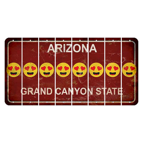 Arizona Maroon Cut License Plate Strips (Set of 8) Emoji - Heart Eyes