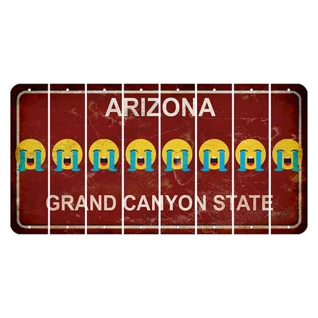 Arizona Maroon Cut License Plate Strips (Set of 8) Emoji - Crying