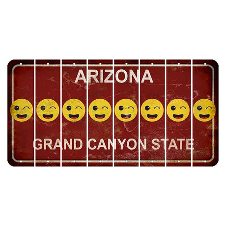 Arizona Maroon Cut License Plate Strips (Set of 8) Emoji - Winking
