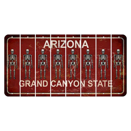 Arizona Maroon Cut License Plate Strips (Set of 8) Skeleton