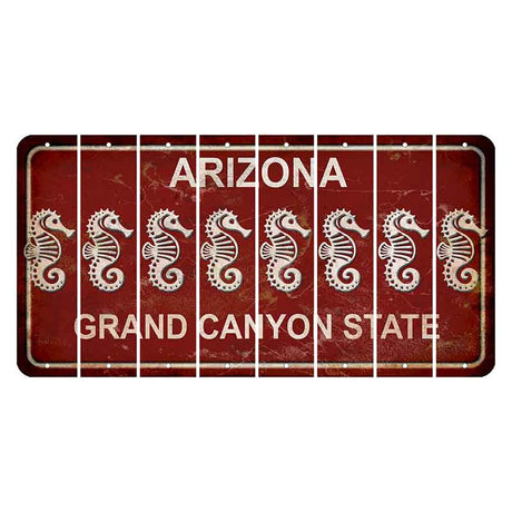 Arizona Maroon Cut License Plate Strips (Set of 8) Seahorse