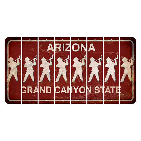 Arizona Maroon Cut License Plate Strips (Set of 8) Fireman with Axe