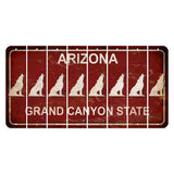 Arizona Maroon Cut License Plate Strips (Set of 8) Howling Wolf