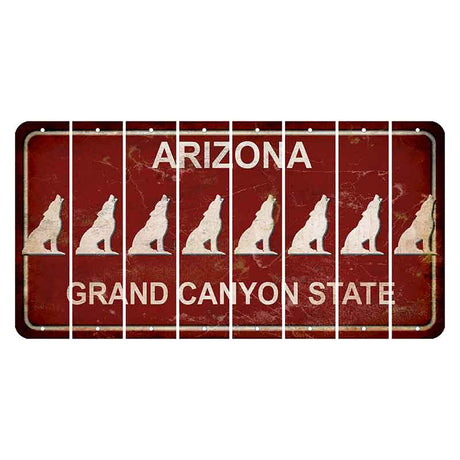 Arizona Maroon Cut License Plate Strips (Set of 8) Howling Wolf