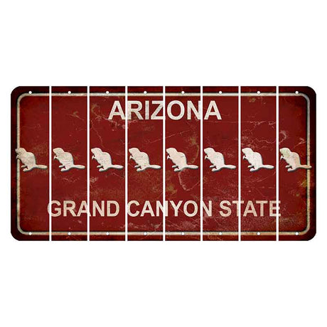 Arizona Maroon Cut License Plate Strips (Set of 8) Beaver