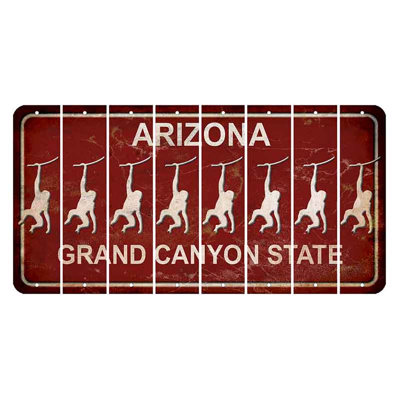 Arizona Maroon Cut License Plate Strips (Set of 8) Monkey