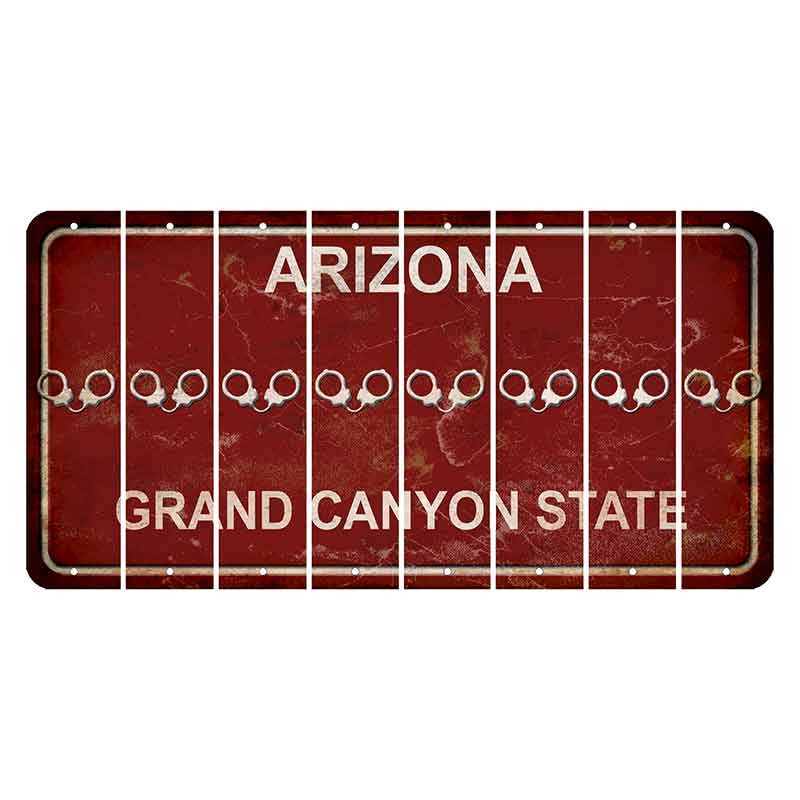 Arizona Maroon Cut License Plate Strips (Set of 8) Handcuffs