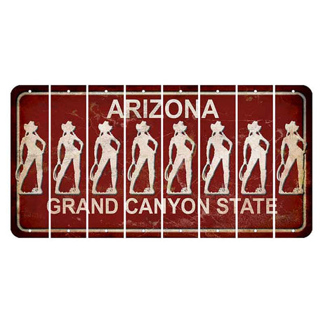 Arizona Maroon Cut License Plate Strips (Set of 8) Cowgirl