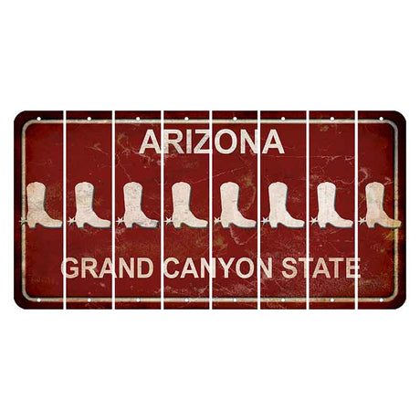 Arizona Maroon Cut License Plate Strips (Set of 8) Cowboy Boot