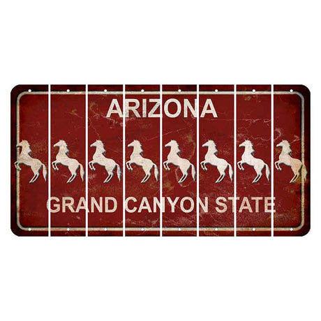 Arizona Maroon Cut License Plate Strips (Set of 8) Horse