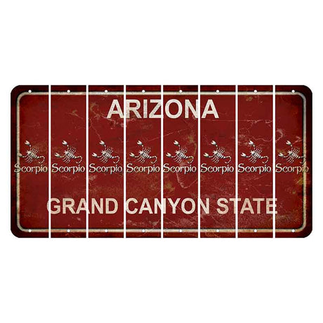 Arizona Maroon Cut License Plate Strips (Set of 8) Zodiac Sign - Scorpio
