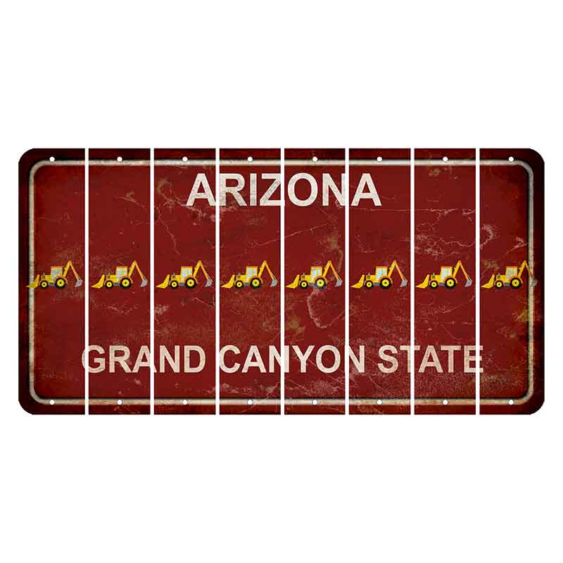 Arizona Maroon Cut License Plate Strips (Set of 8) Backhoe