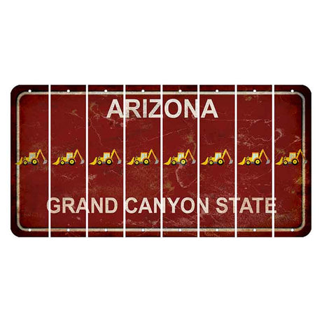 Arizona Maroon Cut License Plate Strips (Set of 8) Backhoe