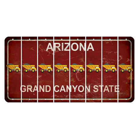 Arizona Maroon Cut License Plate Strips (Set of 8) Dump Truck