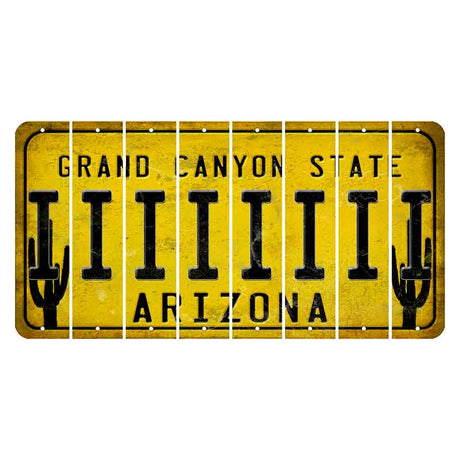 Arizona Yellow Cut License Plate Strips (Set of 8) I