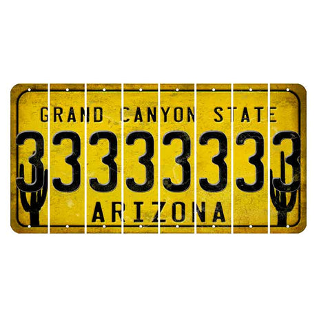 Arizona Yellow Cut License Plate Strips (Set of 8) 3