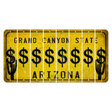 Arizona Yellow Cut License Plate Strips (Set of 8) Dollar Sign