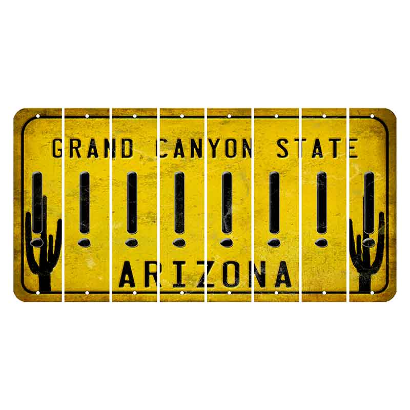 Arizona Yellow Cut License Plate Strips (Set of 8) Exclamation Point