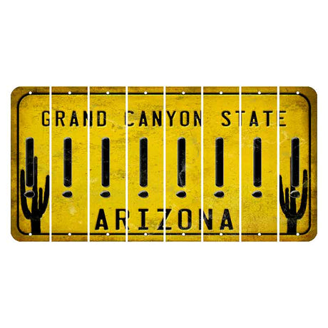 Arizona Yellow Cut License Plate Strips (Set of 8) Exclamation Point