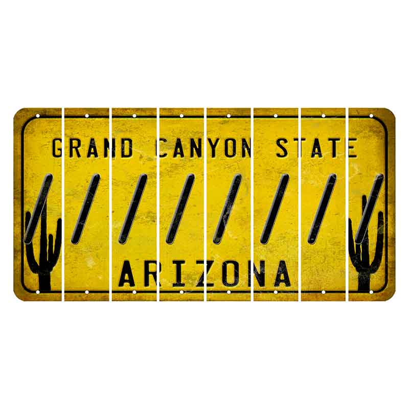 Arizona Yellow Cut License Plate Strips (Set of 8) Forward Slash