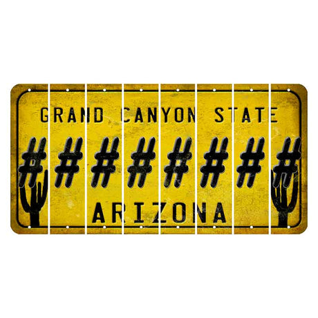 Arizona Yellow Cut License Plate Strips (Set of 8) Hashtag