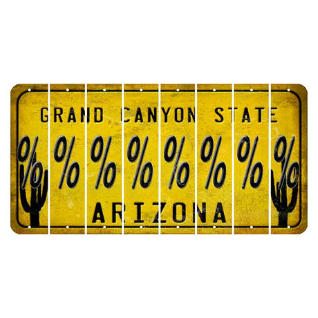 Arizona Yellow Cut License Plate Strips (Set of 8) Percent Sign