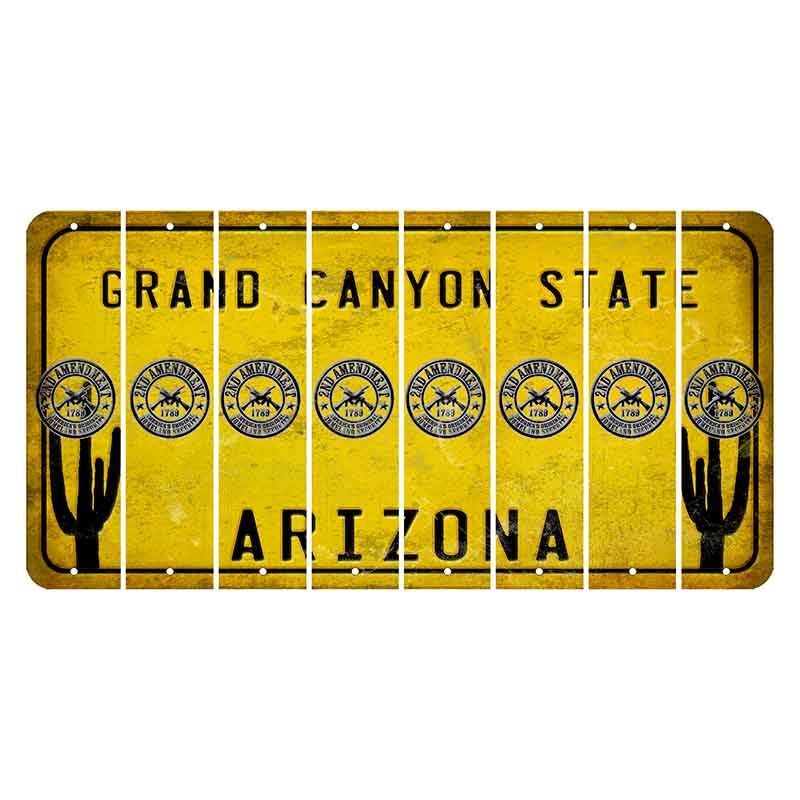 Arizona Yellow Cut License Plate Strips (Set of 8) 2nd Amendment