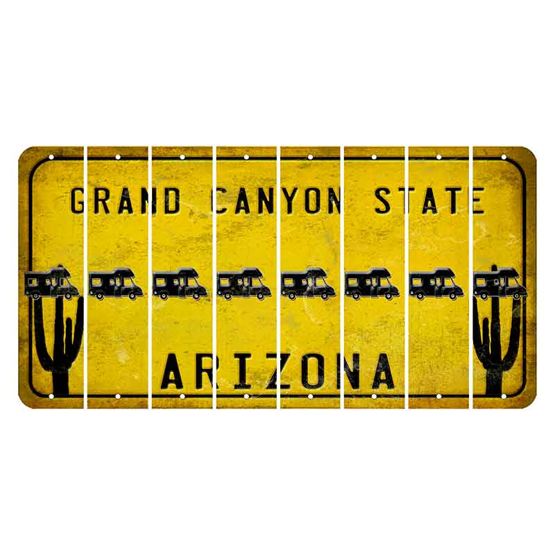 Arizona Yellow Cut License Plate Strips (Set of 8) Camper