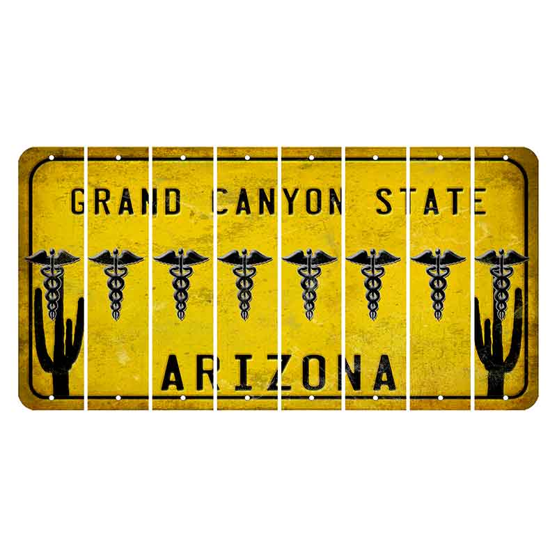 Arizona Yellow Cut License Plate Strips (Set of 8) Caduceus