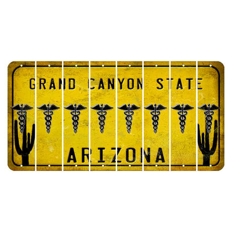 Arizona Yellow Cut License Plate Strips (Set of 8) Caduceus