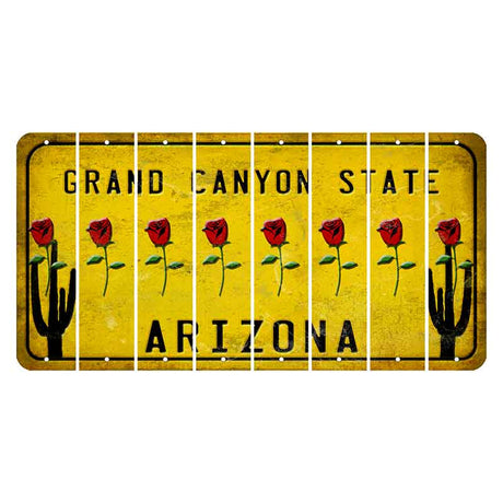 Arizona Yellow Cut License Plate Strips (Set of 8) Radioactive