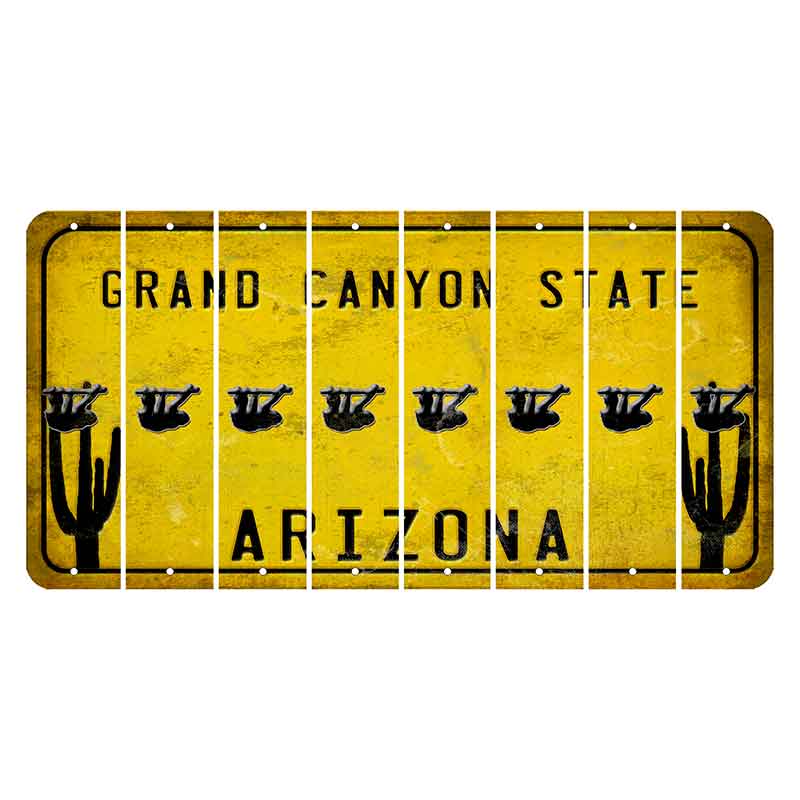 Arizona Yellow Cut License Plate Strips (Set of 8) Skull & Bones