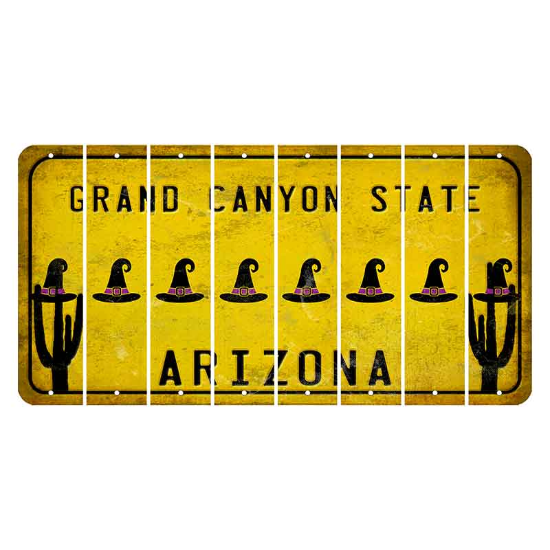 Arizona Yellow Cut License Plate Strips (Set of 8) Wine Glass