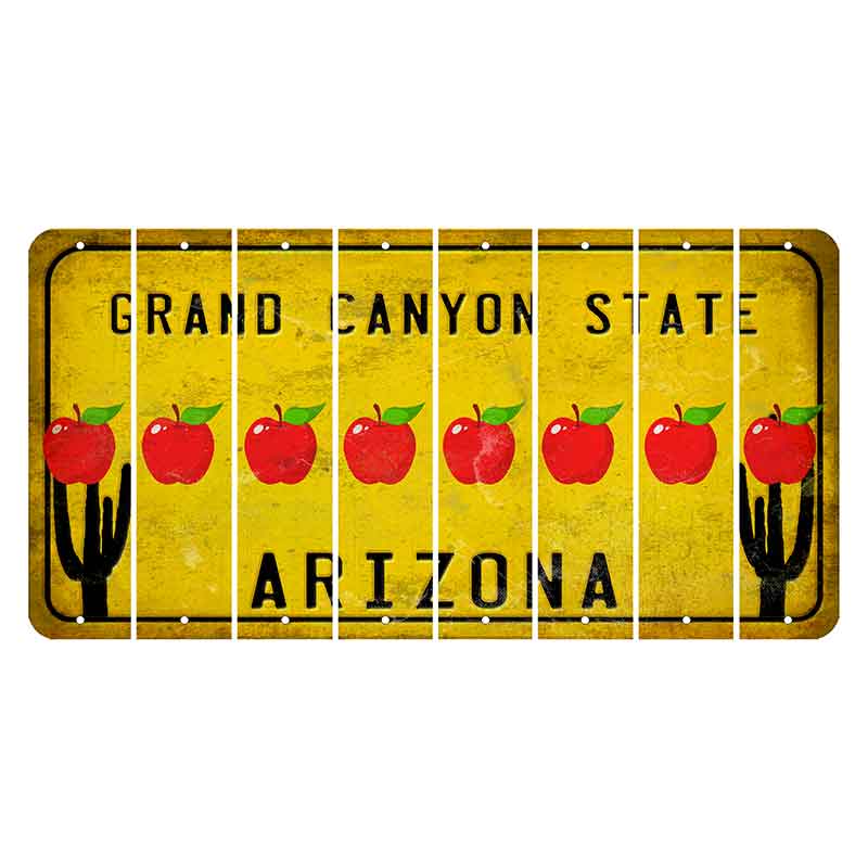 Arizona Yellow Cut License Plate Strips (Set of 8) Apple