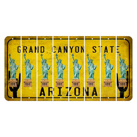 Arizona Yellow Cut License Plate Strips (Set of 8) State Silhouette